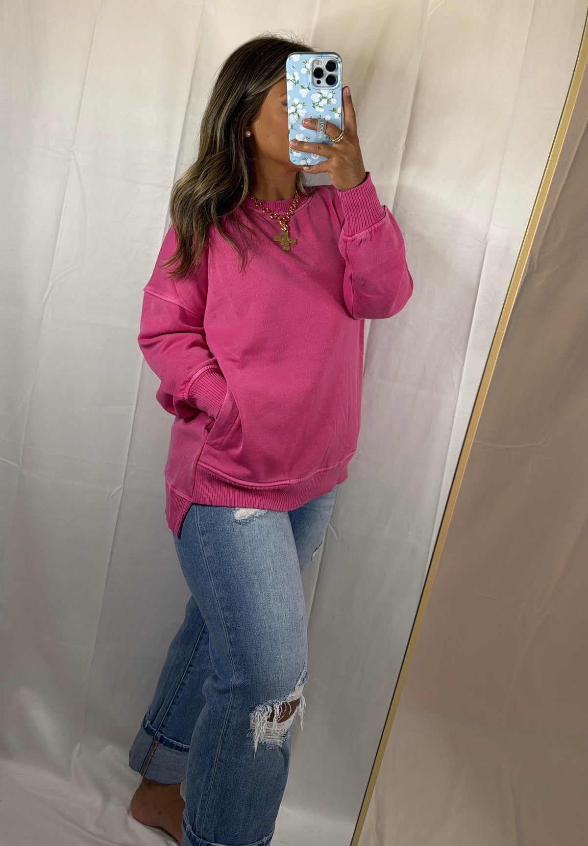 Olivia Fleece Hi-Low Hem Pullover