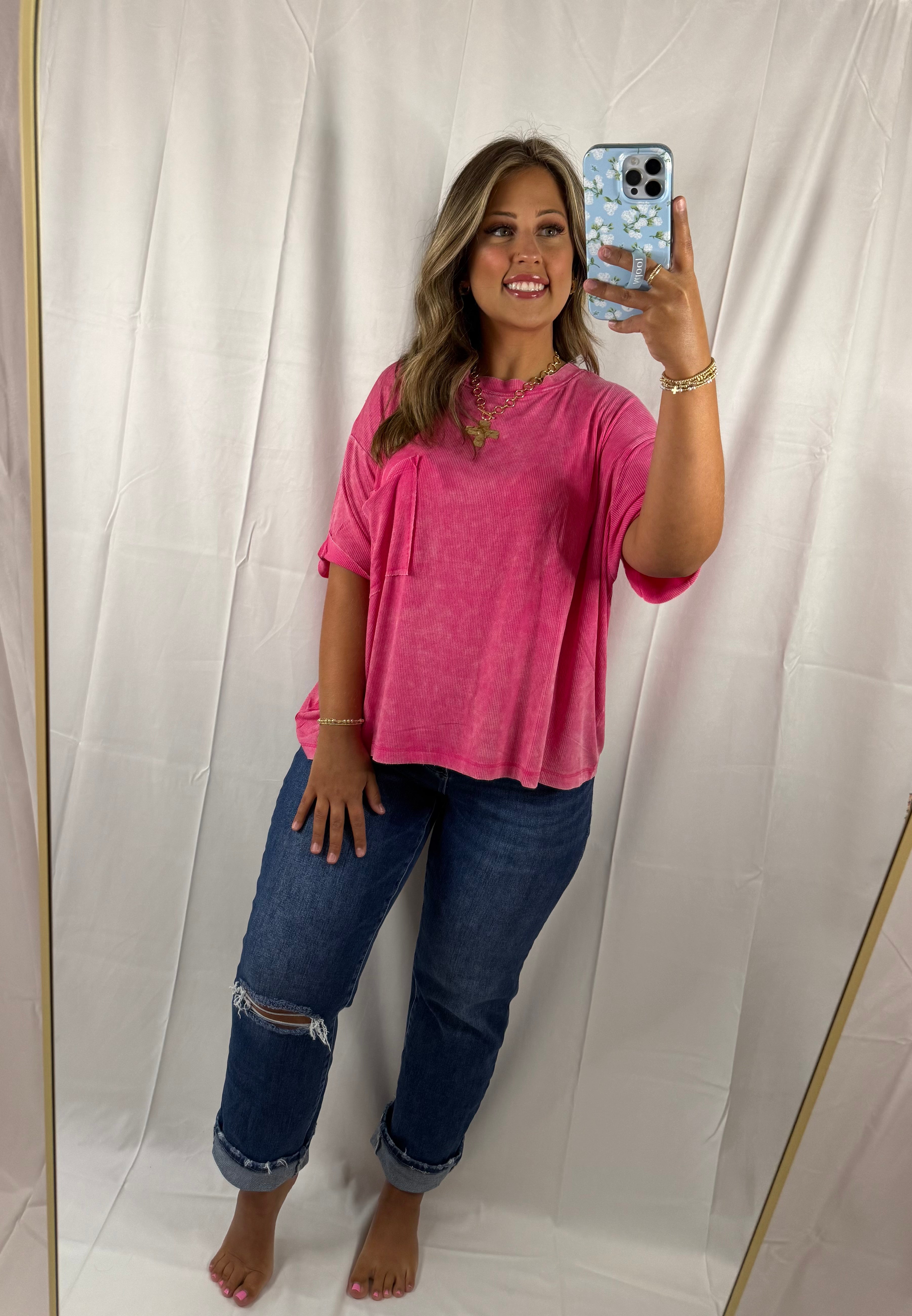 Mineral Wash Rib Knit Top