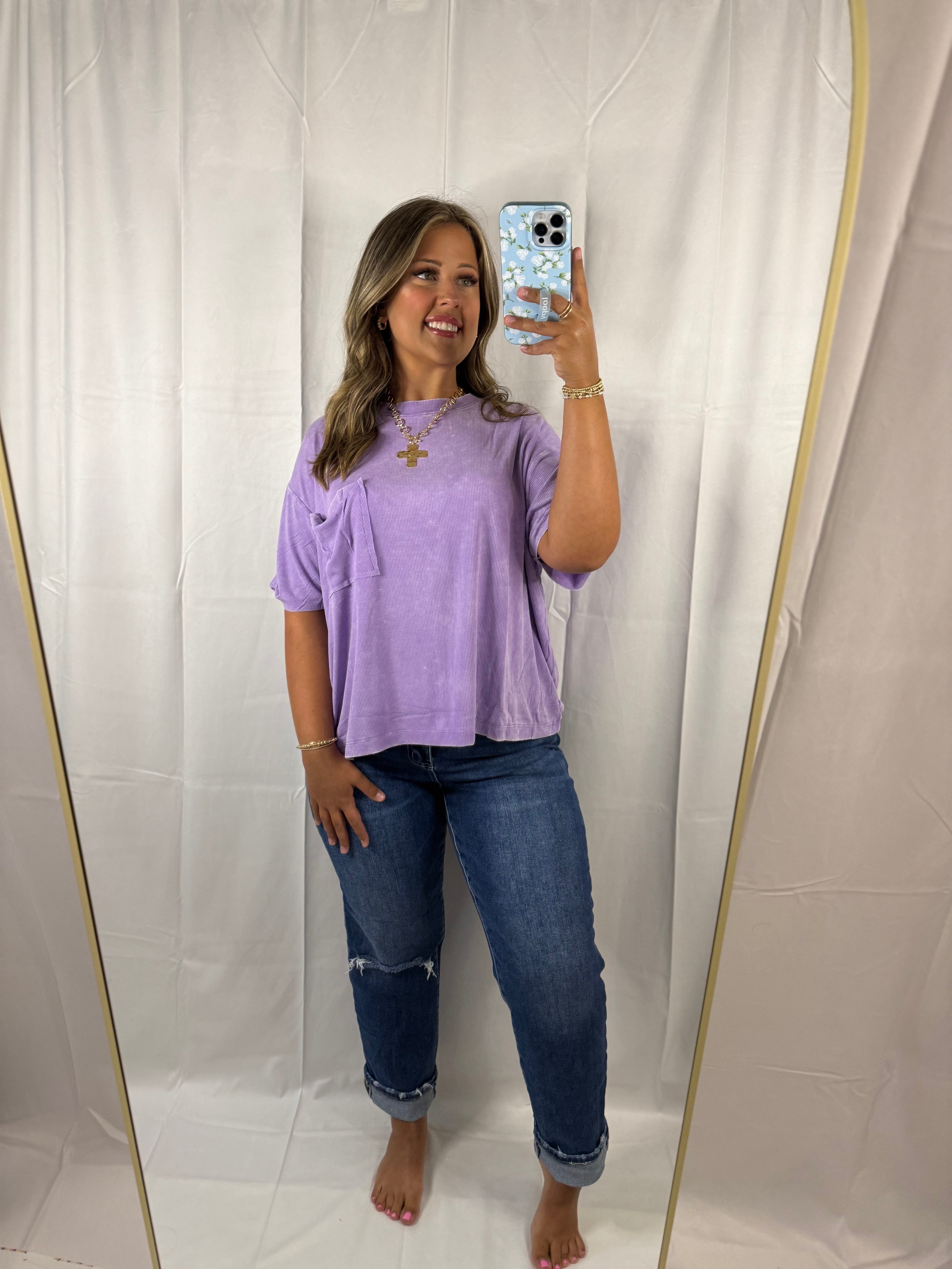 Mineral Wash Rib Knit Top