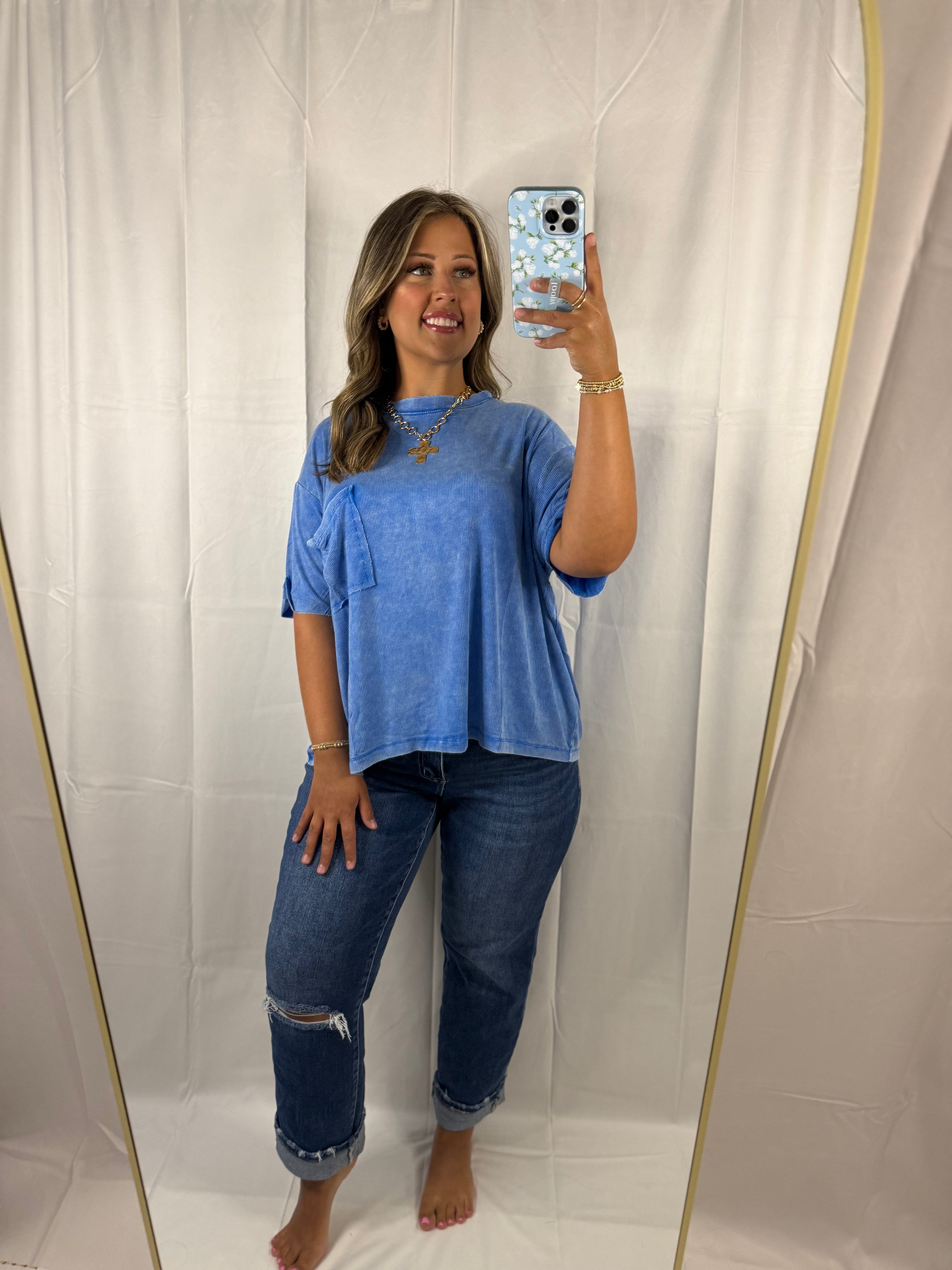 Mineral Wash Rib Knit Top