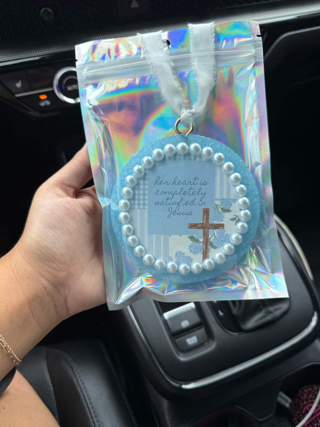 Satisfied in Jesus Car Freshie