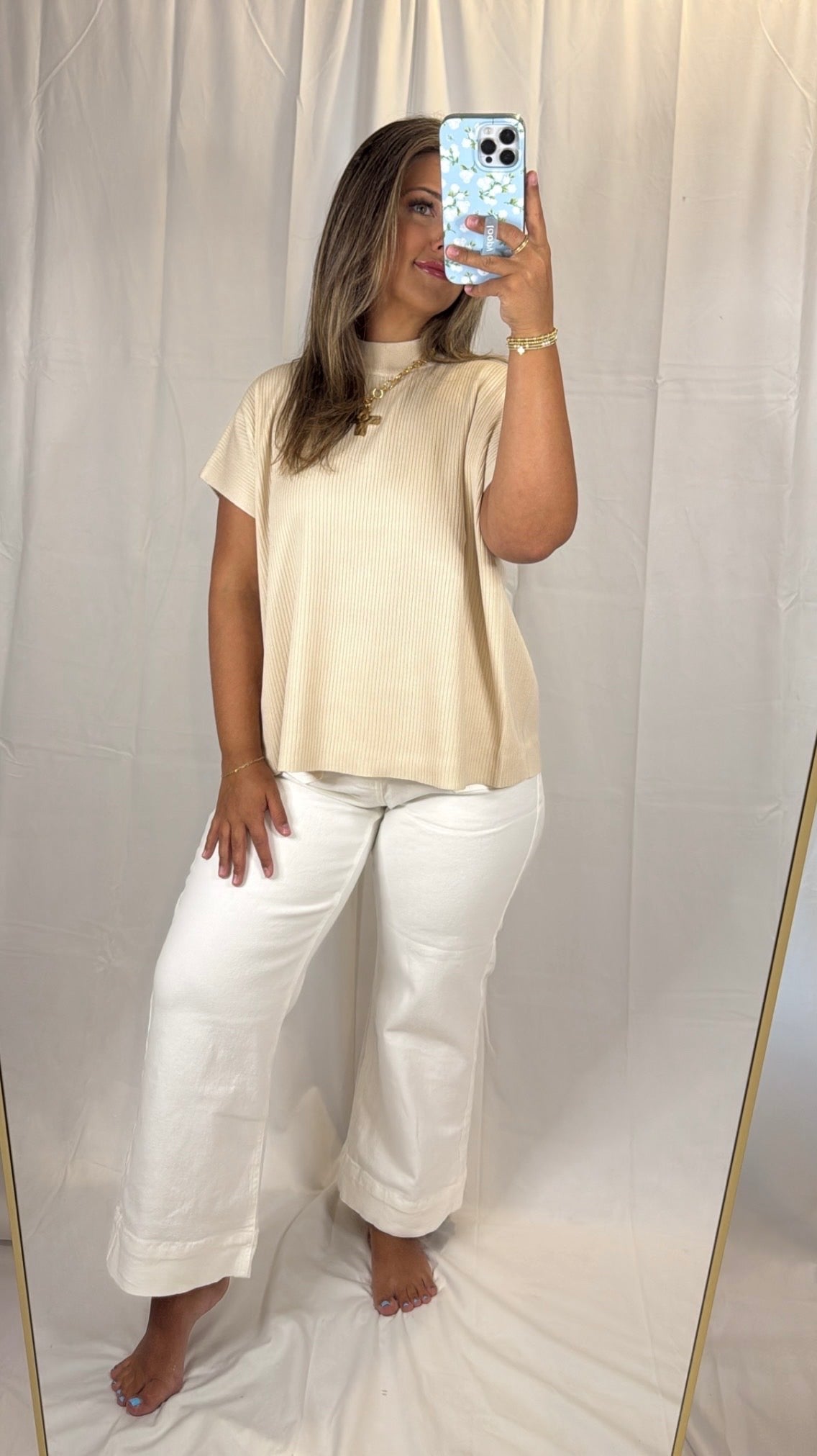 Riley Mock-Neck Short Sleeve Sweater