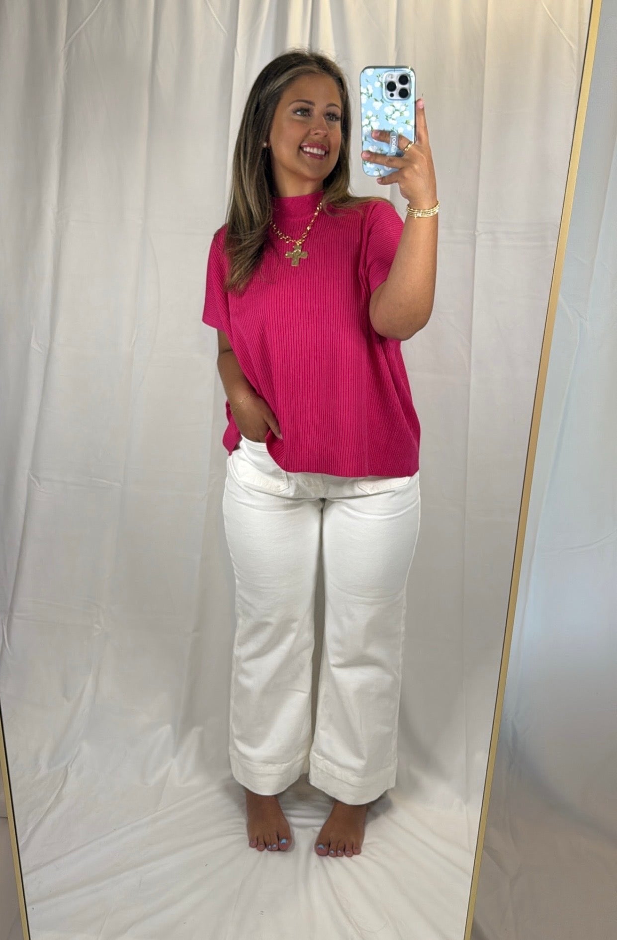 Riley Mock-Neck Short Sleeve Sweater