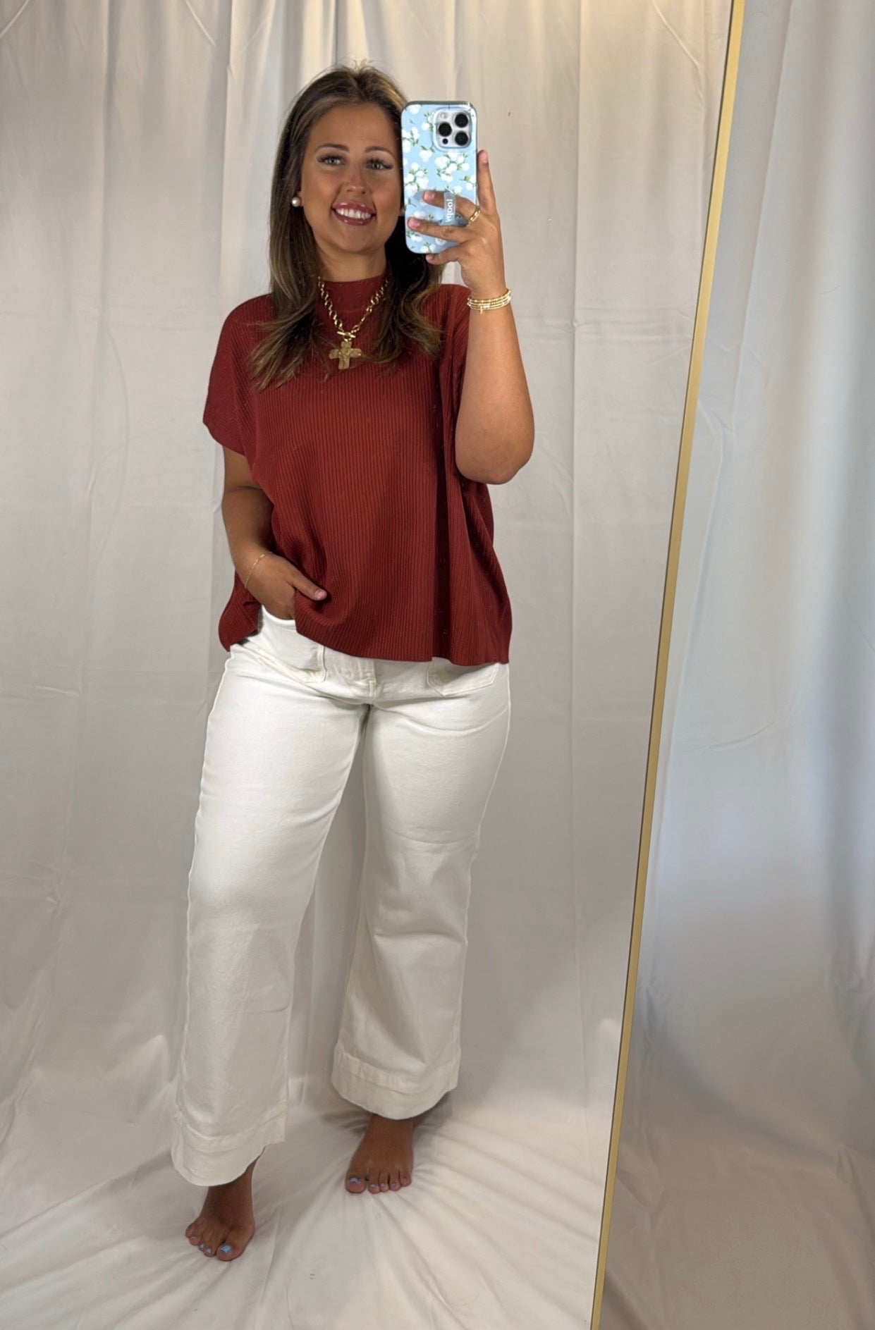 Riley Mock-Neck Short Sleeve Sweater